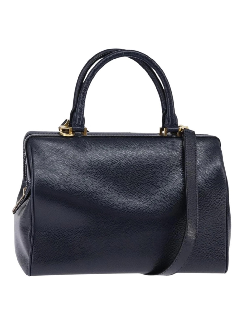 Celine Vintage Preloved Navy Leather Satchel Handbag